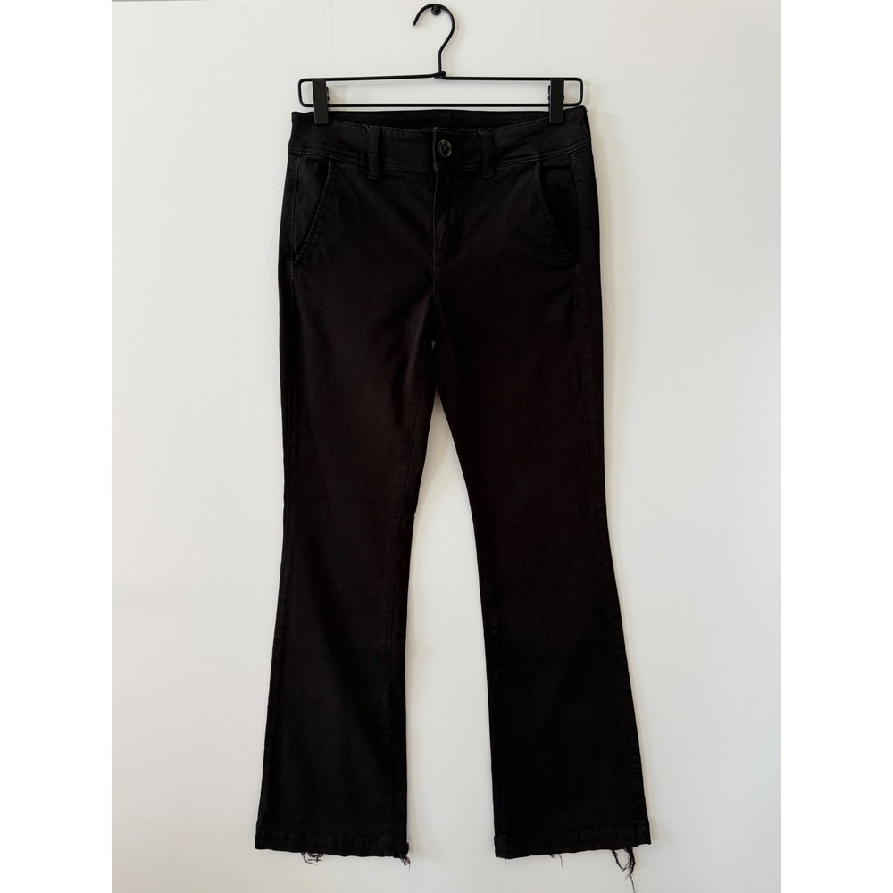 American Eagle Womens Black Kick Boot Raw Hem Stretch Pants Size 6 Regular Y2K
